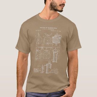 Beer Brewing Patent Brewery Blueprint Brewer Gift T-Shirt