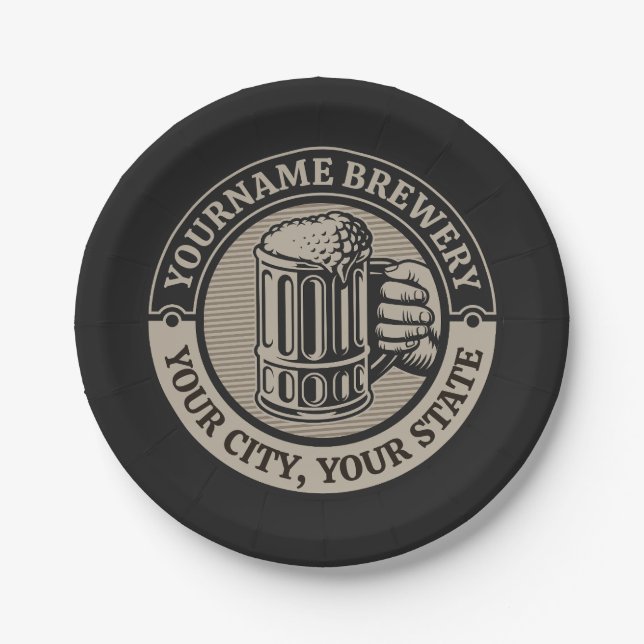 Beer Brewing Personalised NAME Brewery Big Mug  Paper Plate (Front)
