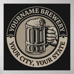 Beer Brewing Personalised NAME Brewery Big Mug Poster