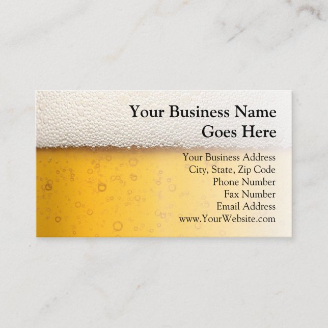 Beer Bubbles Close-Up Bartender Beer Craft Brewery Business Card (Front)