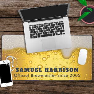 Beer bubbles texture with name desk mat