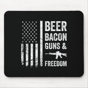 Beer Bycon Guns And Freedom - Usa Bbq American Fla Mouse Pad