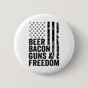 Beer Bycon Guns And Freedom Usa Bbq American Flag 6 Cm Round Badge