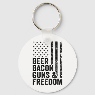 Beer Bycon Guns And Freedom Usa Bbq American Flag Key Ring