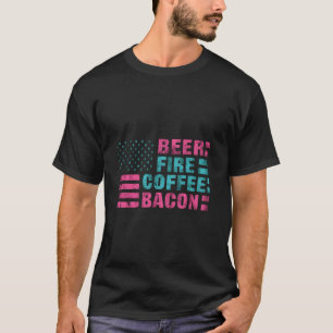 Beer Camping Shirt for Men Fire Coffee and Bacon T