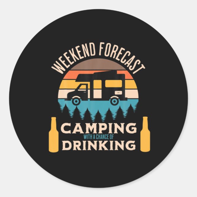 Beer Camping With Beer Birthday Classic Round Sticker (Front)
