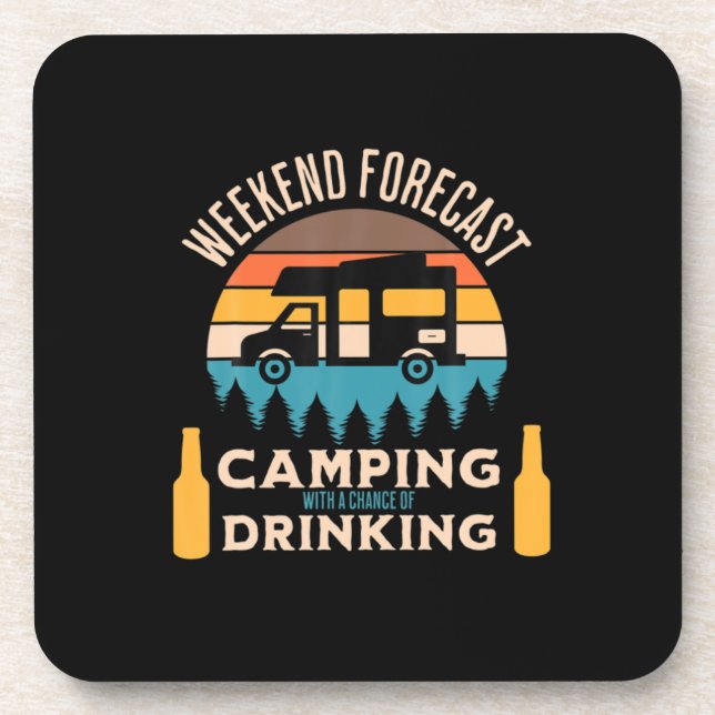 Beer Camping With Beer Birthday Coaster (Front)