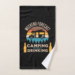 Beer Camping With Beer Birthday Hand Towel