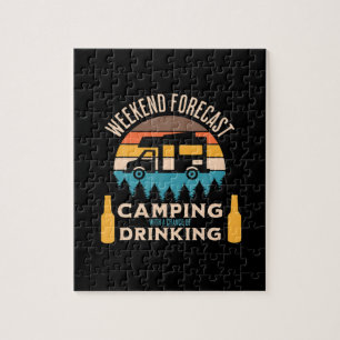 Beer Camping With Beer Birthday Jigsaw Puzzle