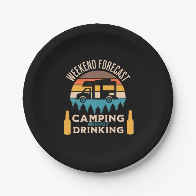 Beer Camping With Beer Birthday Paper Plate (Front)