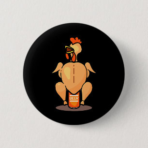 Beer Can Chicken Bbq Cute Ckyard Bbq Grill Gift 6 Cm Round Badge