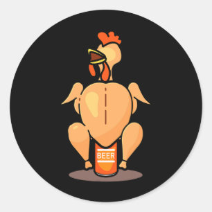 Beer Can Chicken Bbq Cute Ckyard Bbq Grill Gift Classic Round Sticker