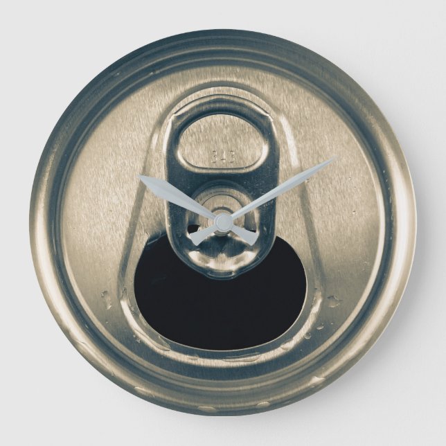 Beer Can Pop Top Beer Drinker Man Cave Large Clock (Front)
