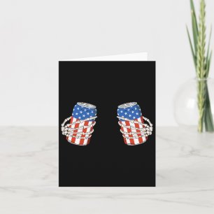 Beer Can Skeleton Hand Funny 4th Of July American Card