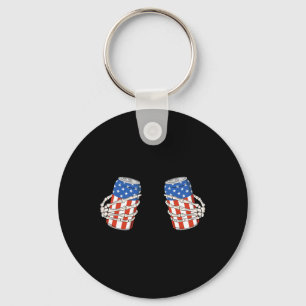 Beer Can Skeleton Hand Funny 4th Of July American Key Ring