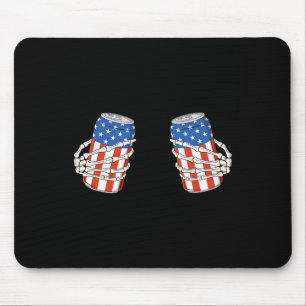Beer Can Skeleton Hand Funny 4th Of July American  Mouse Pad