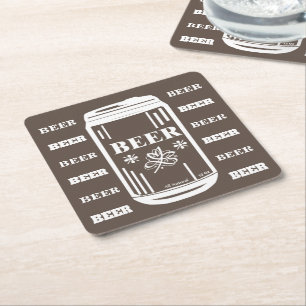 Beer Can Square Paper Coaster