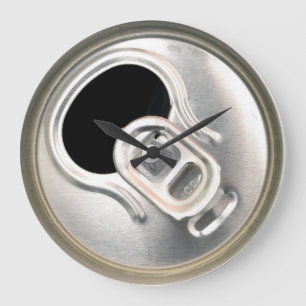 beer can top open drink metal container large clock