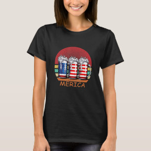 Beer Cans American Flag 4th Of July Men Women Us M T-Shirt