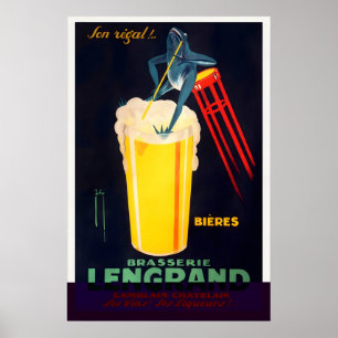 Beer Champagne Wine Beverage Vintage Travel Poster