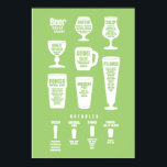 Beer Cheat Sheet Poster Green Reversed<br><div class="desc">this poster is intended as a cheat sheet for the inside of your cabinet. but also cool enough for the wall.</div>