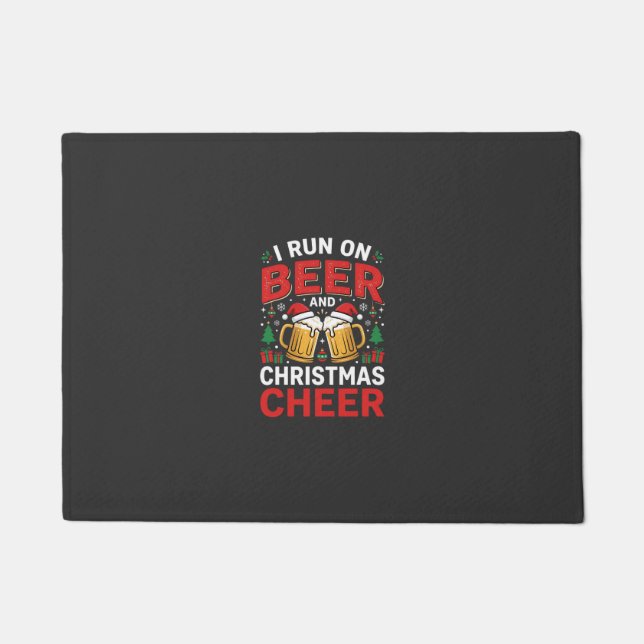 Beer Christmas Cheer Holiday Drinking Doormat (Front)