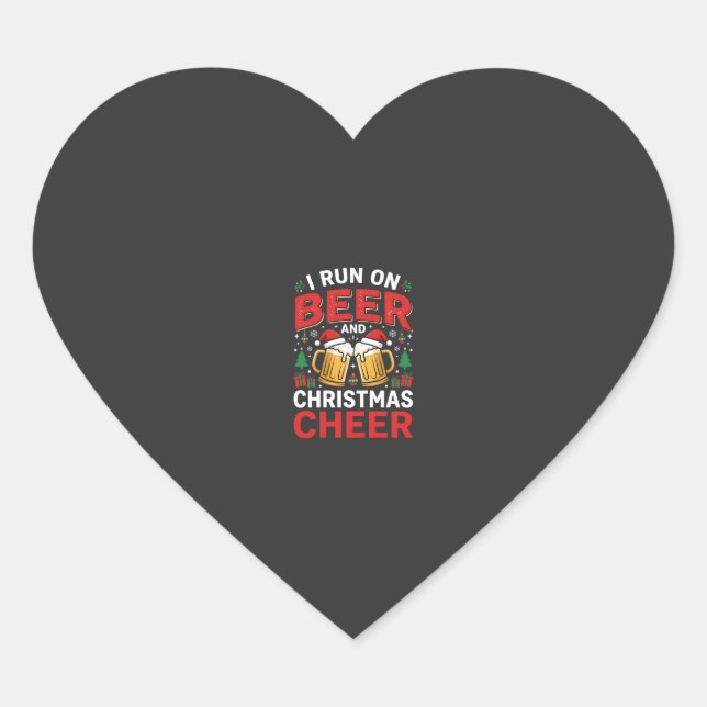 Beer Christmas Cheer Holiday Drinking Heart Sticker (Front)