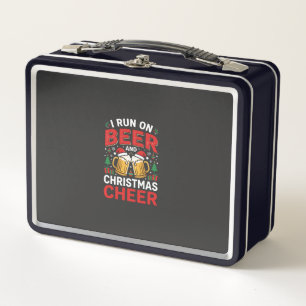 Beer Christmas Cheer Holiday Drinking Metal Lunch Box