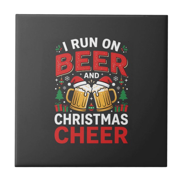 Beer Christmas Cheer Holiday Drinking Tile (Front)