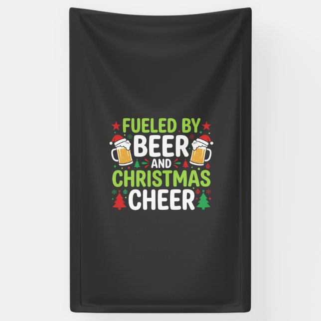 Beer Christmas Cheer Holiday Drinking Vector Banner (Vertical)