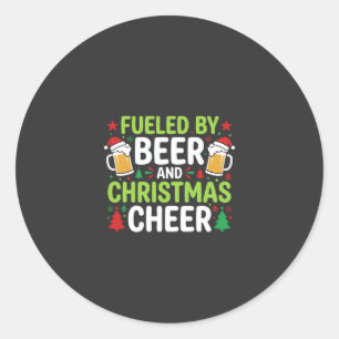Beer Christmas Cheer Holiday Drinking Vector Classic Round Sticker