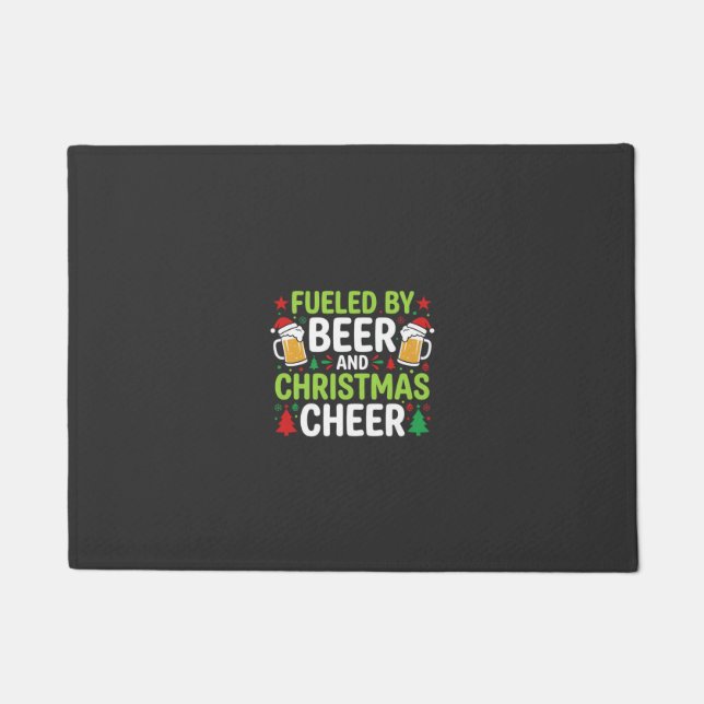 Beer Christmas Cheer Holiday Drinking Vector Doormat (Front)