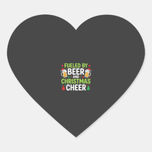 Beer Christmas Cheer Holiday Drinking Vector Heart Sticker