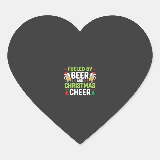 Beer Christmas Cheer Holiday Drinking Vector Heart Sticker (Front)