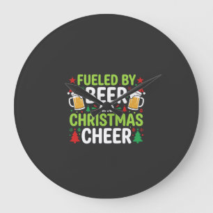 Beer Christmas Cheer Holiday Drinking Vector Large Clock