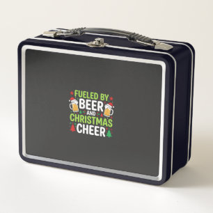 Beer Christmas Cheer Holiday Drinking Vector Metal Lunch Box