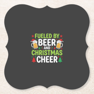 Beer Christmas Cheer Holiday Drinking Vector Paper Coaster