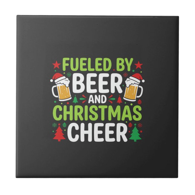 Beer Christmas Cheer Holiday Drinking Vector Tile (Front)