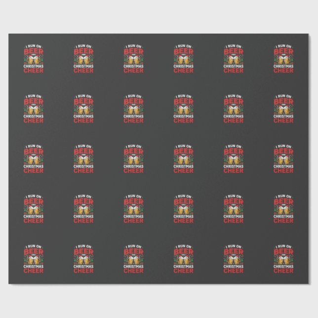 Beer Christmas Cheer Holiday Drinking Wrapping Paper (Flat)