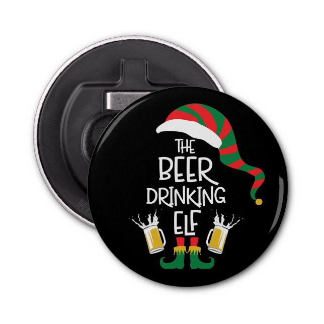 Beer Christmas Elf Funny Typography Personalised Bottle Opener (Front)