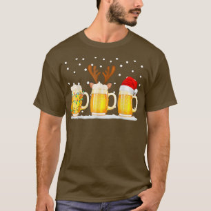 Beer Christmas Mug Santa Reinbeer Xmas lights T-Shirt