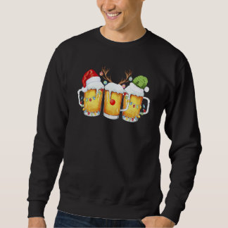 Beer Christmas Mug Santa Reinbeer Xmas Tree Lights Sweatshirt