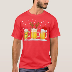 Beer Christmas Mug Santa Reinbeer Xmas Tree Lights T-Shirt