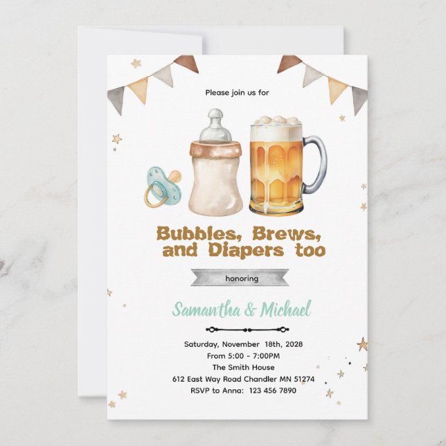 Beer Co Ed Baby Shower Invitation (Front)