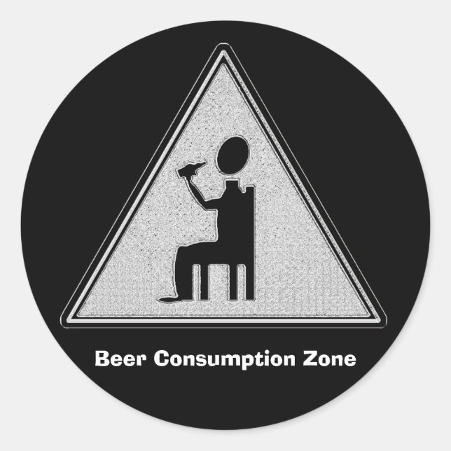 Beer Consumption Zone Classic Round Sticker (Front)