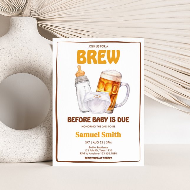 Beer Diaper Party Baby Shower Invitation (Brewing Beer Diaper Party Baby Shower Invitation)