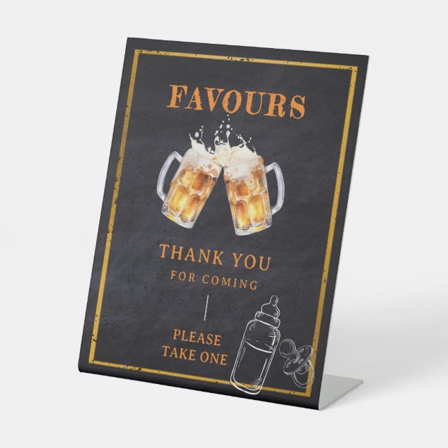 Beer Diaper Party Baby Shower Thank you Favour Pedestal Sign (Front)