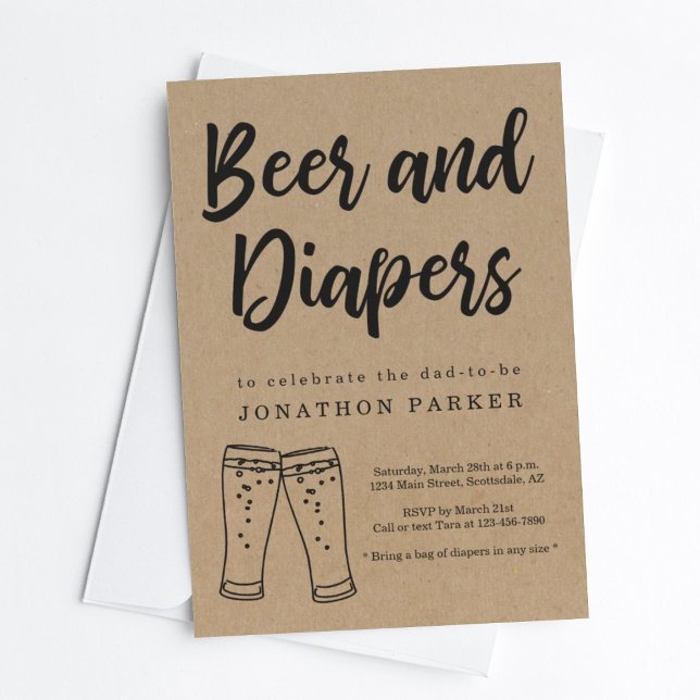 Beer & Diaper Party - Daddy, Guy, Men Baby Shower Invitation (Creator Uploaded)