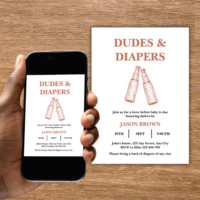 Beer & Diaper Party Man Baby Shower Invitation (Beer & Diaper Party Man Baby Shower Invitation)