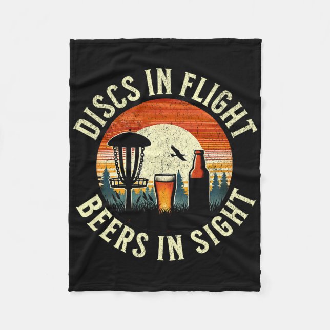 Beer Disc Golf Sunset - Discs In Flight - Frolf  Fleece Blanket (Front)